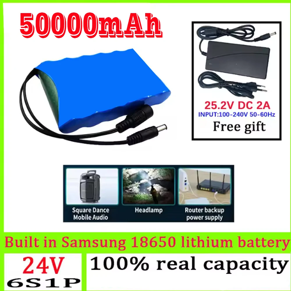 24V 6S1P Battery Pack 50000mah Rechargeable Lithium Ion Battery 50ah Capacity for CCTV Camera Monitor with DC 25.2V 1A Charger
24V 6S1P Battery Pack 50000mah Rechargeable Lithium Ion Battery 50ah Capacity for CCTV Camera Monitor with DC 25.2V 1A Charger
