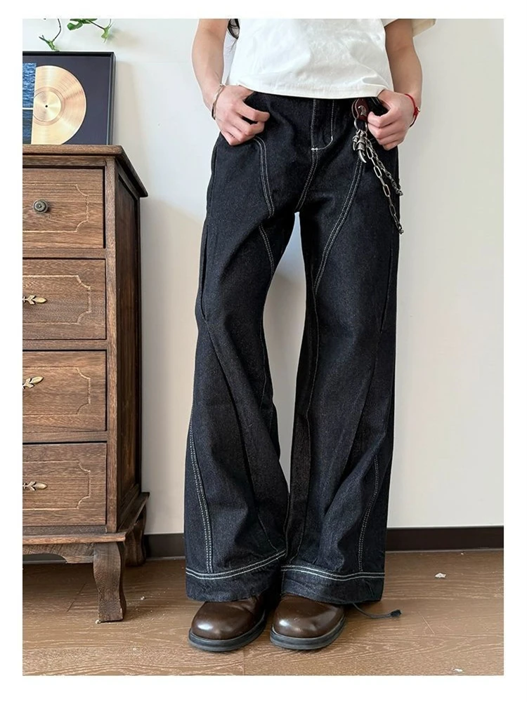Women's Splicing Baggy Black Wide Leg Jeans High Waist Street Style Trousers Casual Cool Girl Bottoms Female Denim Pants
Women's Splicing Baggy Black Wide Leg Jeans High Waist Street Style Trousers Casual Cool Girl Bottoms Female Denim Pants