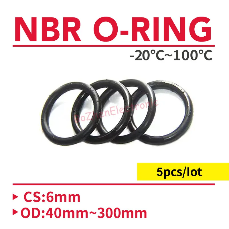 5pcs O Ring Gasket CS 6mm x 40~ 300mm OD NBR Automobile Nitrile Rubber Round O Type Corrosion Oil Resist Sealing Washer Black
5pcs O Ring Gasket CS 6mm x 40~ 300mm OD NBR Automobile Nitrile Rubber Round O Type Corrosion Oil Resist Sealing Washer Black