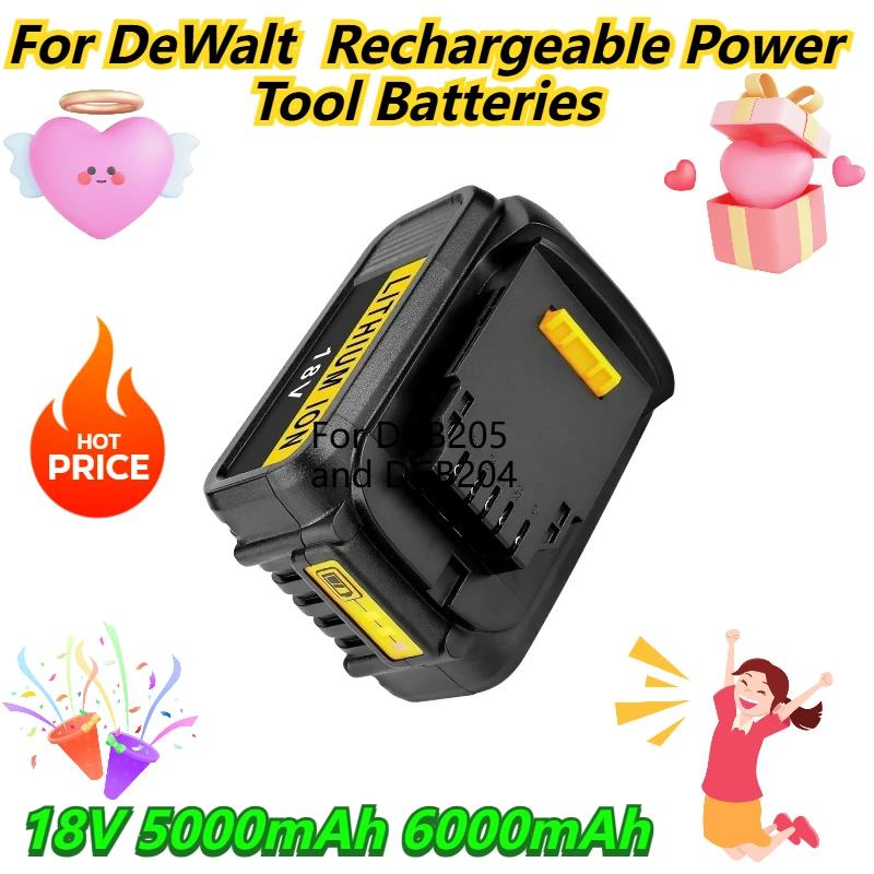 18V 5000mAh 6000mAh For DeWalt Rechargeable Power Tool Batteries For DCB205 and DCB204
18V 5000mAh 6000mAh For DeWalt Rechargeable Power Tool Batteries For DCB205 and DCB204