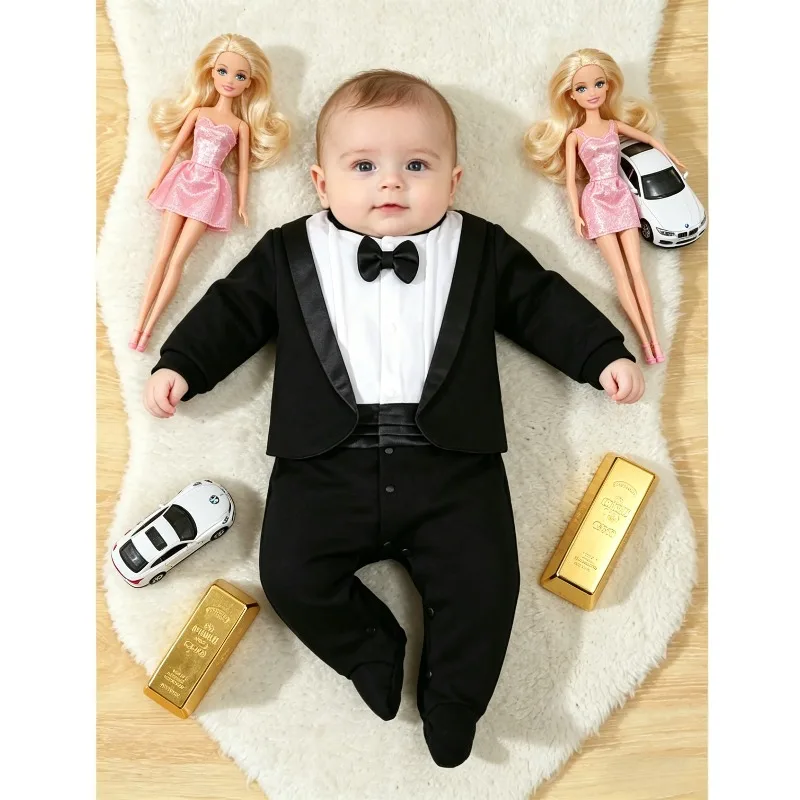 Baby Boy Romper Suit, Prince Costume Jumpsuit, Formal Tuxedo Style Romper for Baby Boy, Special Occasion Outfit
Baby Boy Romper Suit, Prince Costume Jumpsuit, Formal Tuxedo Style Romper for Baby Boy, Special Occasion Outfit