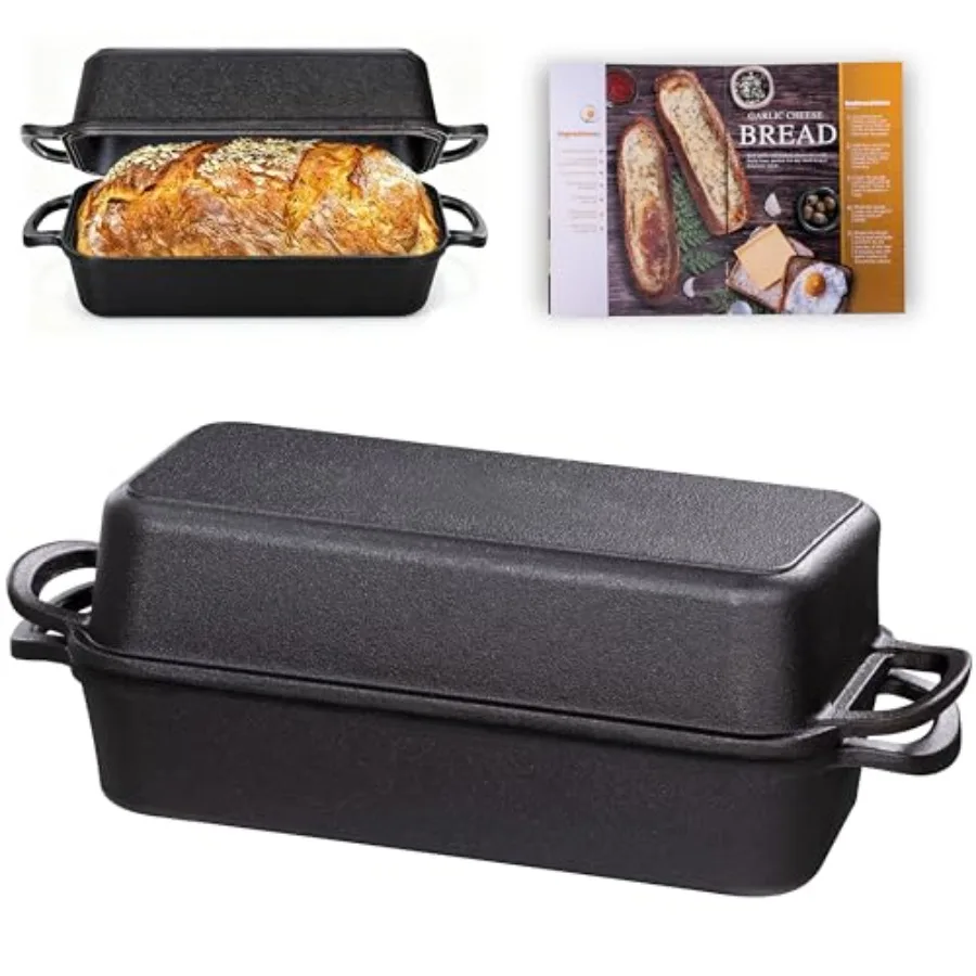 11x5 Inc Cast Iron Loaf Pan wit Lid Lar Dutc Oven read Loaf Pan for Sourdoug omemade read g Even eat Distriution 5.8Qt
11x5 Inc Cast Iron Loaf Pan wit Lid Lar Dutc Oven read Loaf Pan for Sourdoug omemade read g Even eat Distriution 5.8Qt