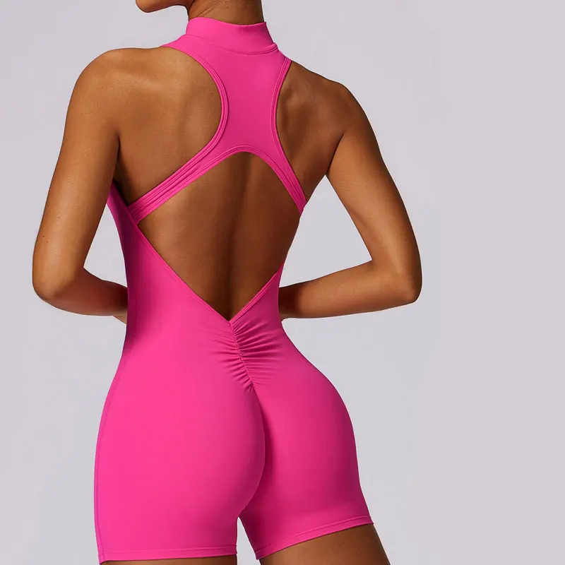 Europe Intensive Sports Half Zipper Sexy Sleeveless Slim Fit Short Jumpsuit Wrapped Hip Nude Tight Fitness Suit for Women
Europe Intensive Sports Half Zipper Sexy Sleeveless Slim Fit Short Jumpsuit Wrapped Hip Nude Tight Fitness Suit for Women