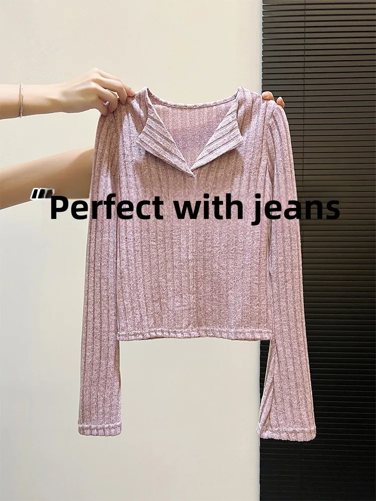 Slim Fit Knitted Base Shirt Women's Spring Autumn Outerwear Bell Sleeve V-Neck T-Shirt Inner Wear for Sweater Winter
Slim Fit Knitted Base Shirt Women's Spring Autumn Outerwear Bell Sleeve V-Neck T-Shirt Inner Wear for Sweater Winter