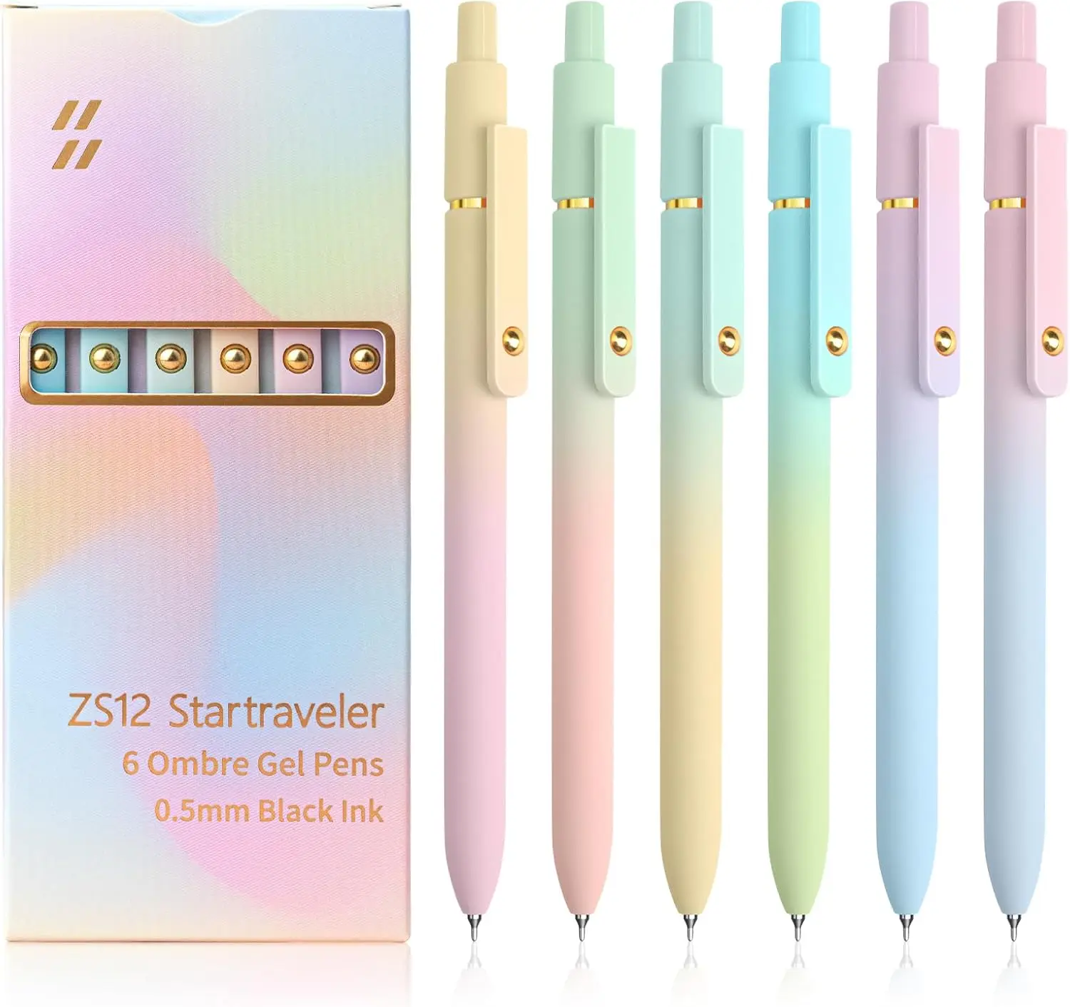 6 Pcs Quick Dry Gel Pens 0.5mm Fine Point Smooth Writing Black Ink, Cute Office School Supplies Gifts for Women Teacher Students (Ombre Gold)
6 Pcs Quick Dry Gel Pens 0.5mm Fine Point Smooth Writing Black Ink, Cute Office School Supplies Gifts for Women Teacher Students (Ombre Gold)