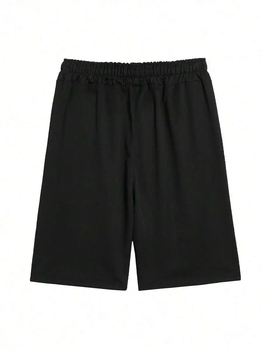 Mens Casual Solid Black Shorts With Drawstring Waistband For Summer Beach Outdoor Sports
Mens Casual Solid Black Shorts With Drawstring Waistband For Summer Beach Outdoor Sports