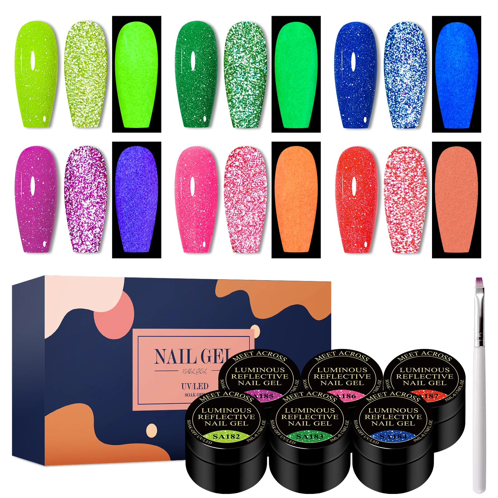 7 шт. светящийся светоотражающий блестящий гель-лак для ногтей, набор флуоресцентных неоновых цвета, полуперманентный замачиваемый УФ-гель-лак, принадлежности для ногтей
7 шт. светящийся светоотражающий блестящий гель-лак для ногтей, набор флуоресцентных неоновых цвета, полуперманентный замачиваемый УФ-гель-лак, принадлежности для ногтей
