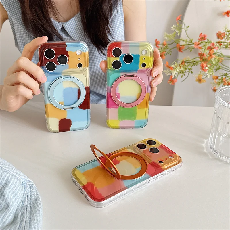 Luxury Colored square assembly Magnetic Shockproof Case for iPhone 17 16 15 Pro Max Stand 360° Rotating bracket Cover With Magsa
Luxury Colored square assembly Magnetic Shockproof Case for iPhone 17 16 15 Pro Max Stand 360° Rotating bracket Cover With Magsa