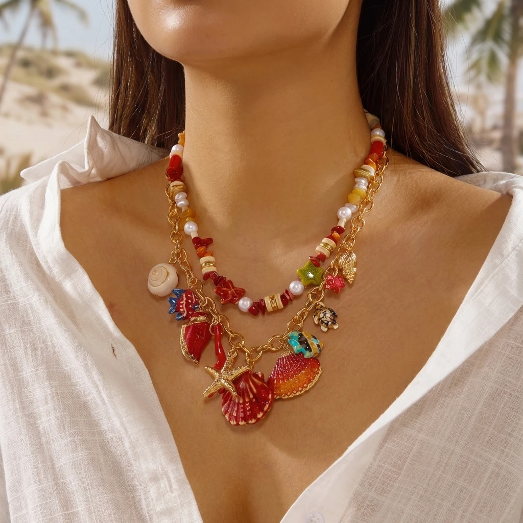Bohemian Multilayer Handmade Beads Chain Necklace For Women Colorful Fish Starfish Shell Pendant Choker Girl Beach Party Jewelry
Bohemian Multilayer Handmade Beads Chain Necklace For Women Colorful Fish Starfish Shell Pendant Choker Girl Beach Party Jewelry