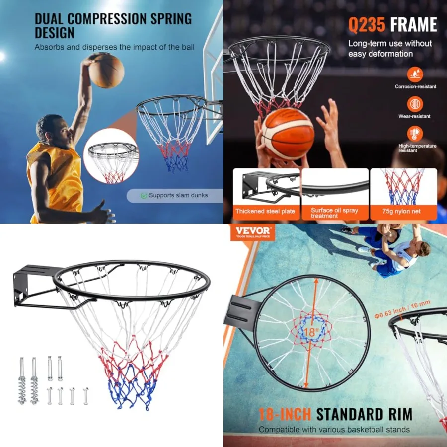 Basketball Hoop, 44 54 Inchs PC Backboard Wall Mounted, Basketball Portable Hoop Goal, Indoor Outdoor with Hand-Crank Adjustmen
Basketball Hoop, 44 54 Inchs PC Backboard Wall Mounted, Basketball Portable Hoop Goal, Indoor Outdoor with Hand-Crank Adjustmen