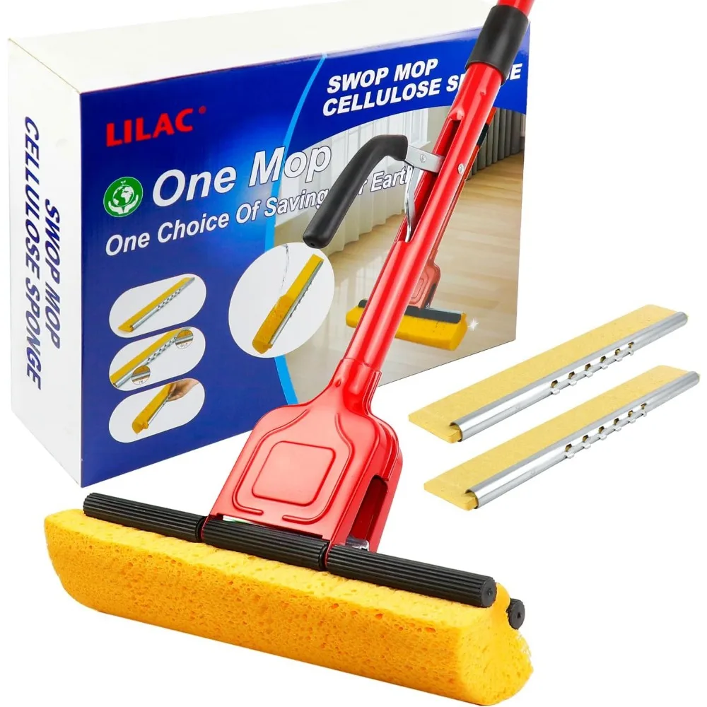 Pop Up Cellulose Sponge Mop with 2 Replaceable Heads for Wood Tile and Flat Floors
Pop Up Cellulose Sponge Mop with 2 Replaceable Heads for Wood Tile and Flat Floors