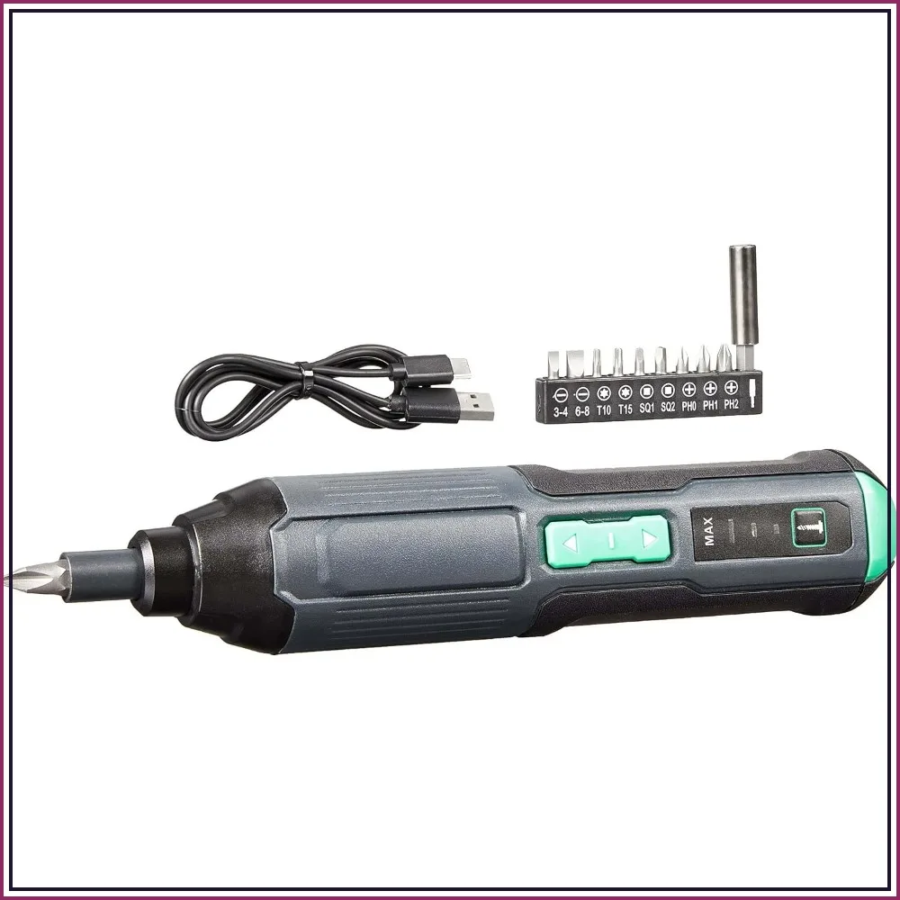 4V Cordless Stick Screwdriver with 10-Piece Bit Set, USB-C, LED Light, 3 Torque Settings
4V Cordless Stick Screwdriver with 10-Piece Bit Set, USB-C, LED Light, 3 Torque Settings