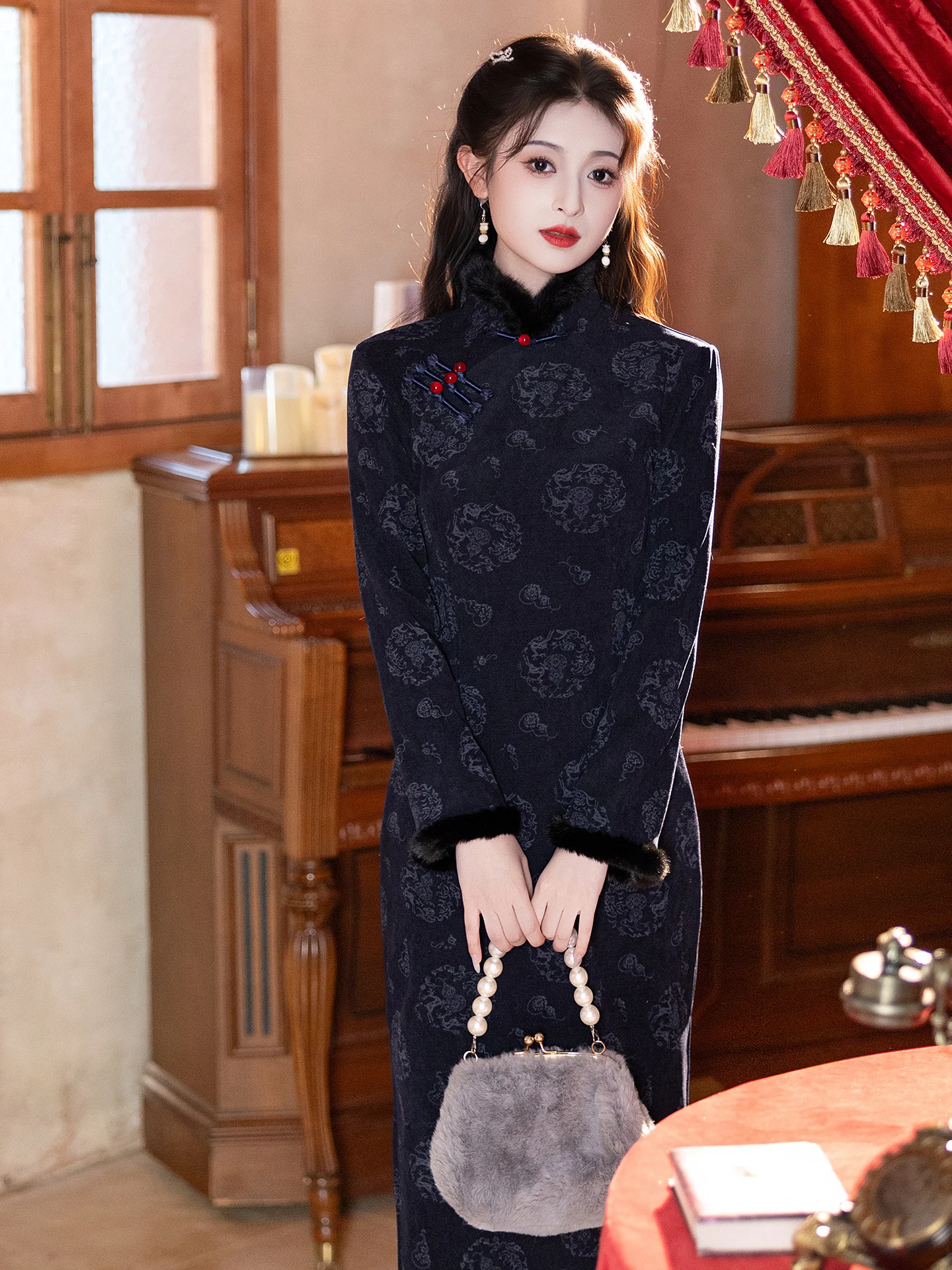 Thiened Fce Winter Dr Vintage Sle Women's Long Sve Long Dr Blue Color Daily Wear New Chinese Sle
Thiened Fce Winter Dr Vintage Sle Women's Long Sve Long Dr Blue Color Daily Wear New Chinese Sle