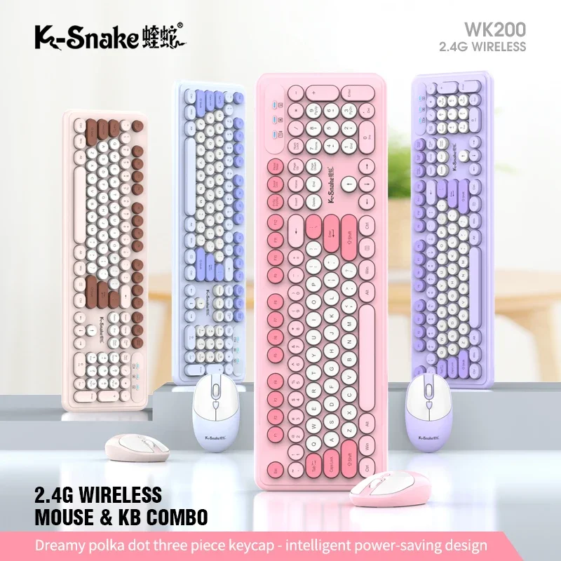 Wireless Silent High Beauty Keyboard and Mouse Set 2.4G Cute Girl Punk Round Key Office Game Universal 104 Keyboard
Wireless Silent High Beauty Keyboard and Mouse Set 2.4G Cute Girl Punk Round Key Office Game Universal 104 Keyboard