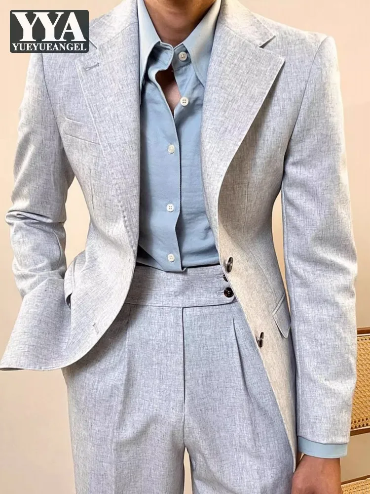Design Single Breasted Blazers Straight Pants Mens Two Piece Set Slim Fit Fashion Elegant Office Men Business Casual Suits Sets
Design Single Breasted Blazers Straight Pants Mens Two Piece Set Slim Fit Fashion Elegant Office Men Business Casual Suits Sets