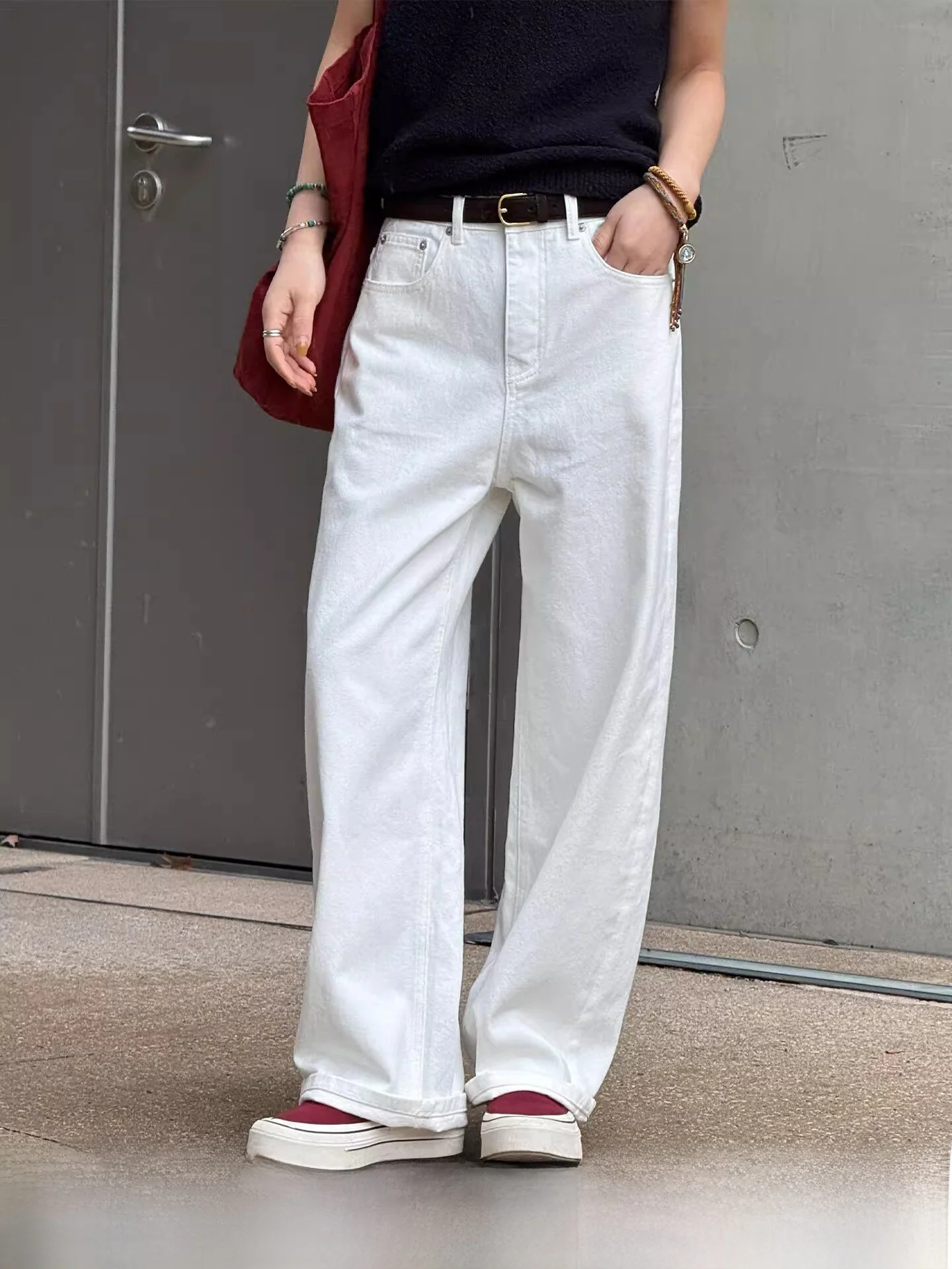 Pure Cotton Straight Leg Minimalist White Jeans Women's Summer New Style Commute Casual Pants Classic Fit Trousers
Pure Cotton Straight Leg Minimalist White Jeans Women's Summer New Style Commute Casual Pants Classic Fit Trousers