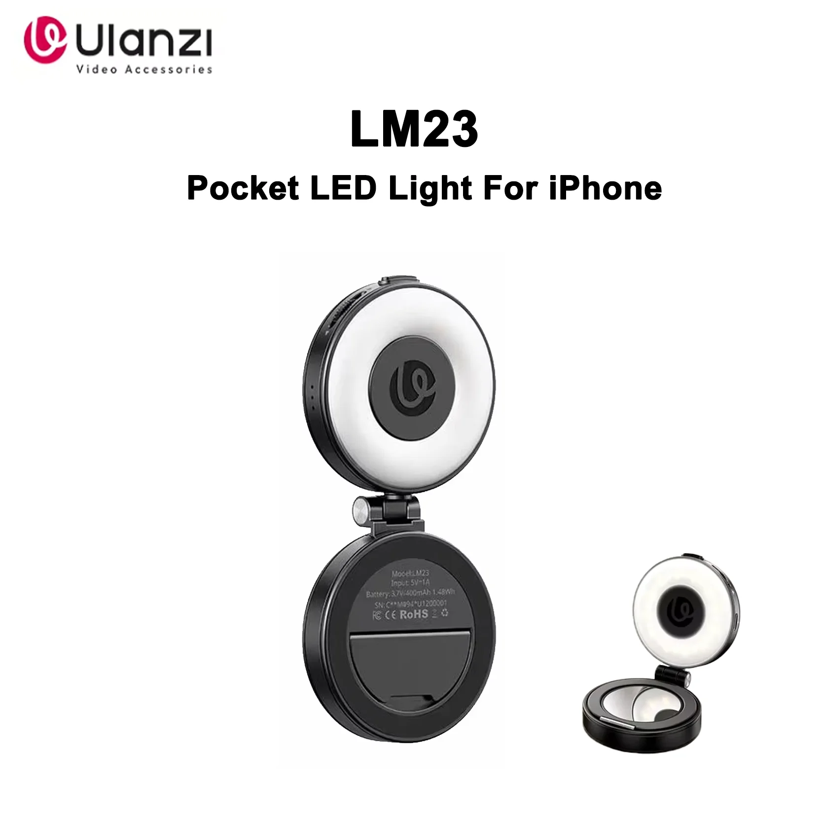Original Ulanzi LM23 Magnetic Phone Selfie Light with Built-in Makeup Mirror and 360 Degree Rotation Stand
Original Ulanzi LM23 Magnetic Phone Selfie Light with Built-in Makeup Mirror and 360 Degree Rotation Stand