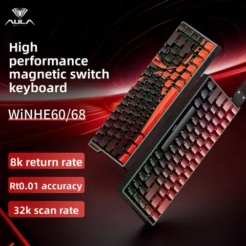 AULA WIN60 WIN68 HE teclados magnéticos Esports disparador rápido 8K retorno RGB Hotswap teclado mecánico para juegos por cable para Pc Gamer