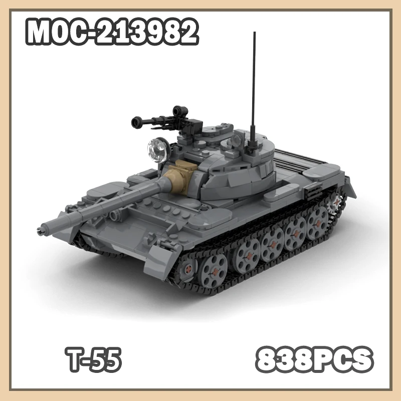 MOC- 213982 T-55 Русский основной боевой танк DIY Креативные строительные блоки Модель Военный вентилятор, коллекционные подарки на день рождения 838 шт.
MOC- 213982 T-55 Русский основной боевой танк DIY Креативные строительные блоки Модель Военный вентилятор, коллекционные подарки на день рождения 838 шт.