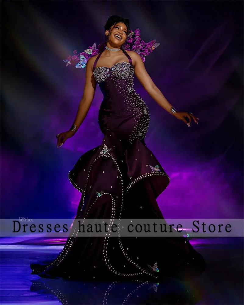 Aso Ebi Purple Satin Halter Mermaid Evening Dress 2025 Crystals Applqiues Beading Formal Party Second Reception Dress Customized
Aso Ebi Purple Satin Halter Mermaid Evening Dress 2025 Crystals Applqiues Beading Formal Party Second Reception Dress Customized
