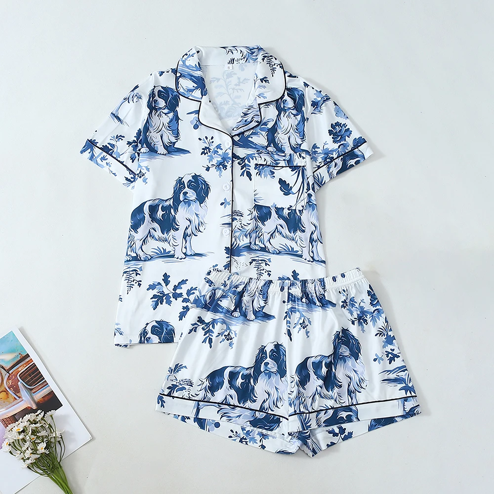 2Pcs Women Summer Pajamas Set Cute Print Loose Comfortable Female Loungewear Loose Short-sleeve Shorts Summer Leisure Nightwear
2Pcs Women Summer Pajamas Set Cute Print Loose Comfortable Female Loungewear Loose Short-sleeve Shorts Summer Leisure Nightwear