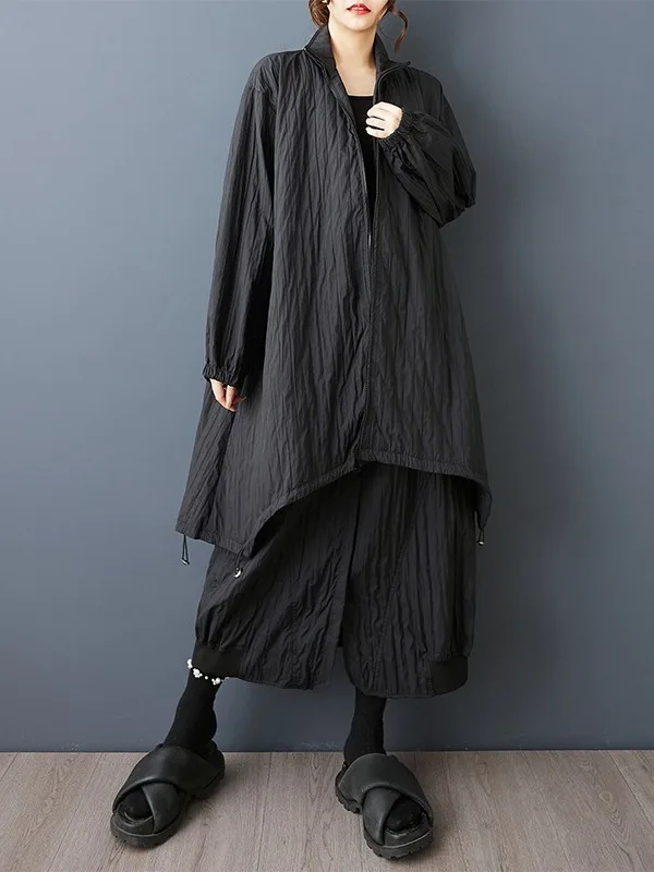 Свободная ветровка миди с воротником-стойкой и плиссировкой для полных женщин, повседневная универсальная верхняя одежда для осеннего сезона, полиэстер...
Свободная ветровка миди с воротником-стойкой и плиссировкой для полных женщин, повседневная универсальная верхняя одежда для осеннего сезона, полиэстер...