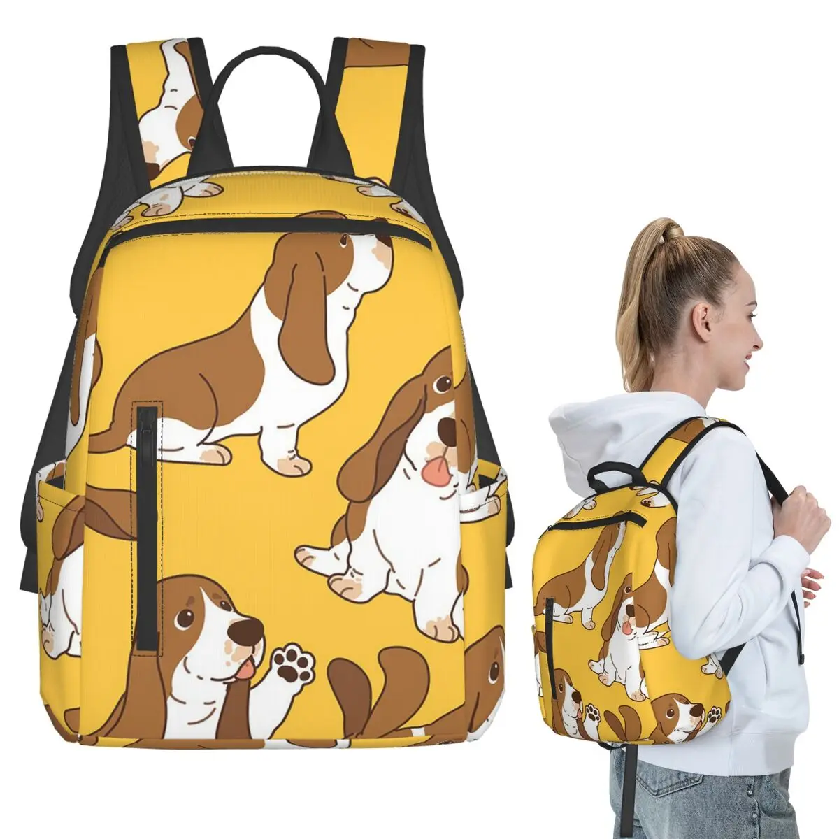 Cute Basset Puppy With Bone Motifs Backpack Student BookBag Kids School Bag Computer Shoulder Bags Men Women
Cute Basset Puppy With Bone Motifs Backpack Student BookBag Kids School Bag Computer Shoulder Bags Men Women