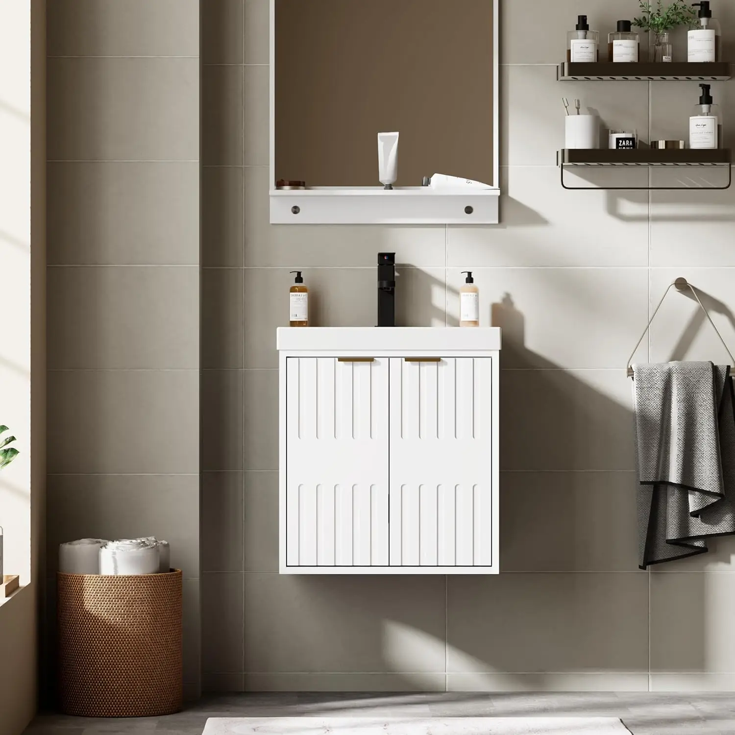 20" Floating Bathroom Vanity Sink Combo, Modern Wall Mounted Bathroom Cabinet with Resin Sink Top, Soft-Close Painted, Custom
20" Floating Bathroom Vanity Sink Combo, Modern Wall Mounted Bathroom Cabinet with Resin Sink Top, Soft-Close Painted, Custom