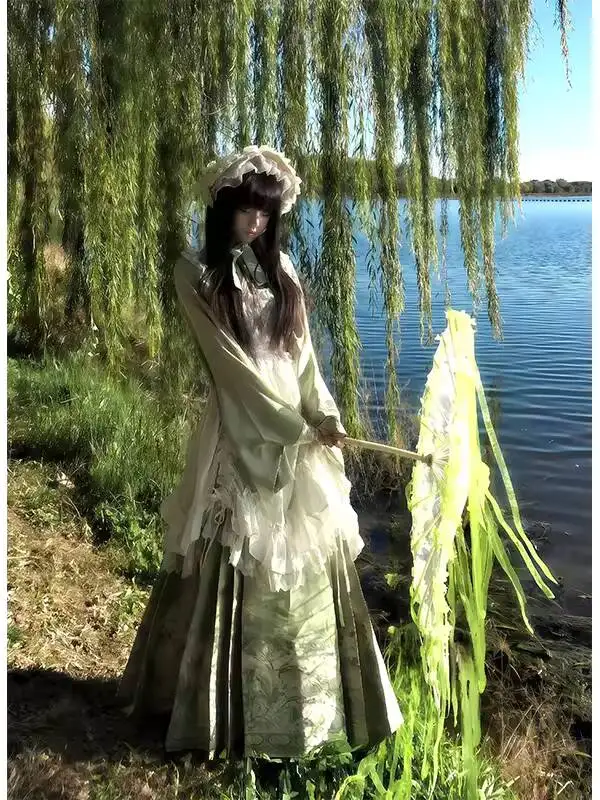 Green Chinese-style Ming-dynasty Hanfu Lolita Hanfusion Clothing Modern Hybrid Hanfu X Western Style Outfit For Daily Wear
Green Chinese-style Ming-dynasty Hanfu Lolita Hanfusion Clothing Modern Hybrid Hanfu X Western Style Outfit For Daily Wear