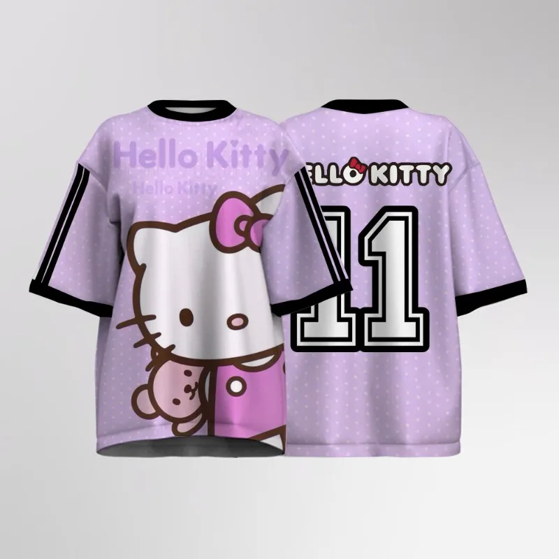 Женская трикотажная рубашка с буквенным узором, футболка большого размера с короткими рукавами и принтом Hello Kitty, уличная одежда Женский трикотаж
Женская трикотажная рубашка с буквенным узором, футболка большого размера с короткими рукавами и принтом Hello Kitty, уличная одежда Женский трикотаж