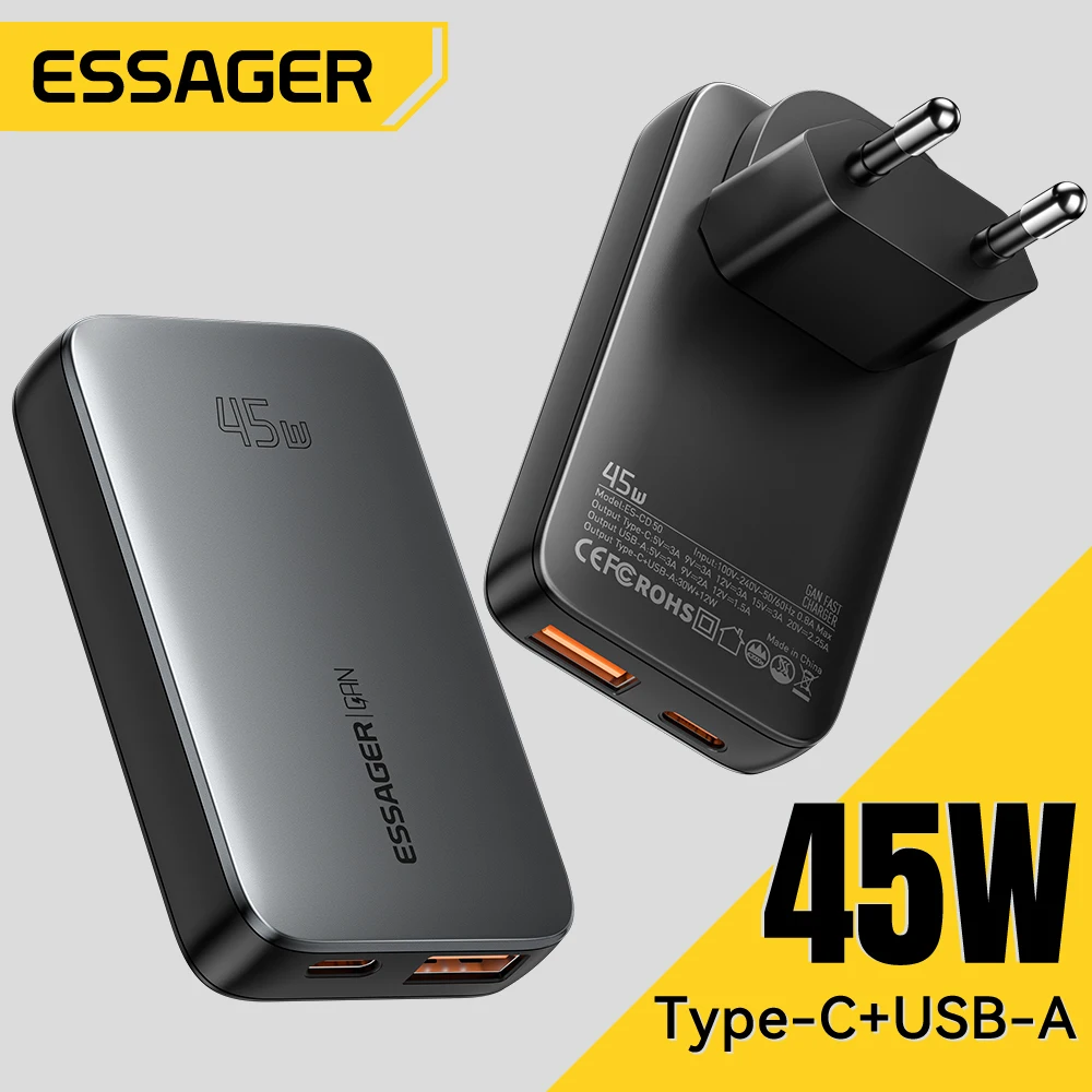 Essager 45W GaN Charger USB Type-C PD3.0 QC4.0 Fast Charge For iPhone 16 15 14 iPad MacBook Samsung Galaxy Huawei Switch Tablet
Essager 45W GaN Charger USB Type-C PD3.0 QC4.0 Fast Charge For iPhone 16 15 14 iPad MacBook Samsung Galaxy Huawei Switch Tablet