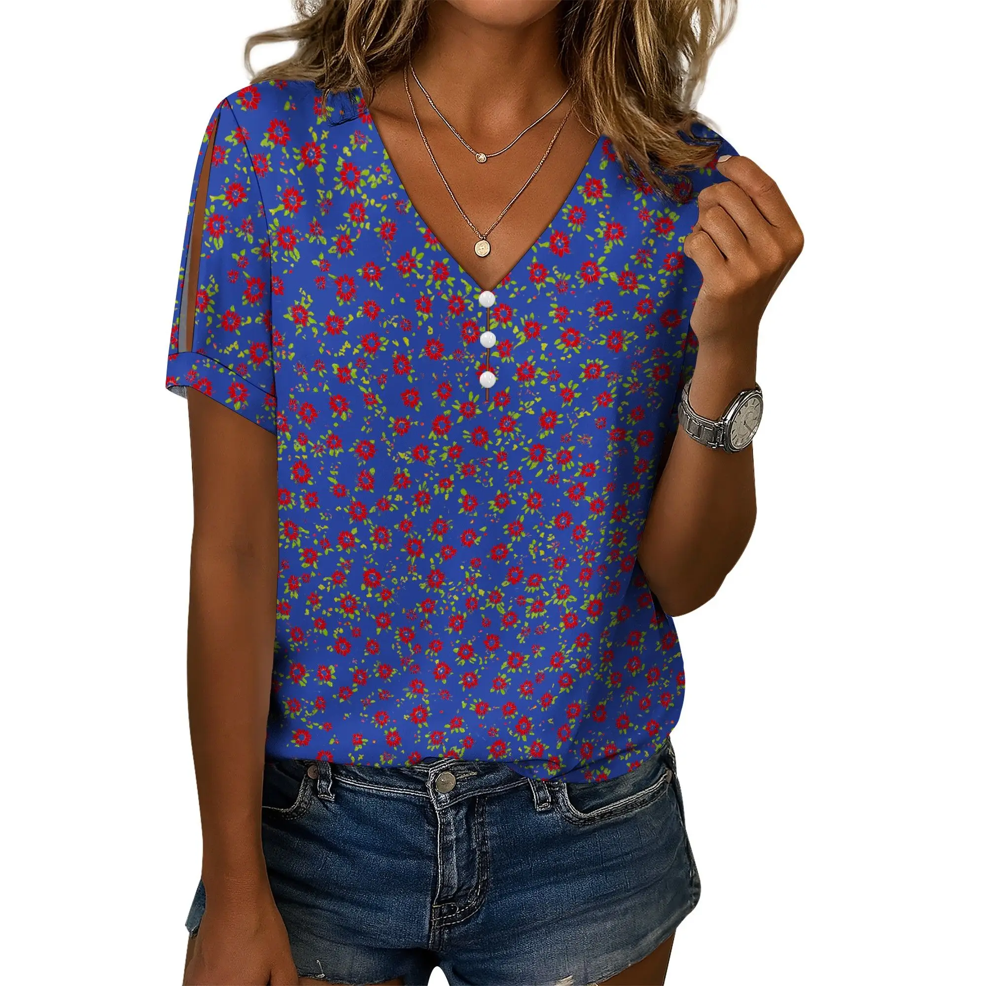 Ladies Vintage Shirt Flowers Sexy V-Neck Shirt Women's Bohemian Flower T-Shirt Summer Casual Loose Fit Women's T-Shirt
Ladies Vintage Shirt Flowers Sexy V-Neck Shirt Women's Bohemian Flower T-Shirt Summer Casual Loose Fit Women's T-Shirt