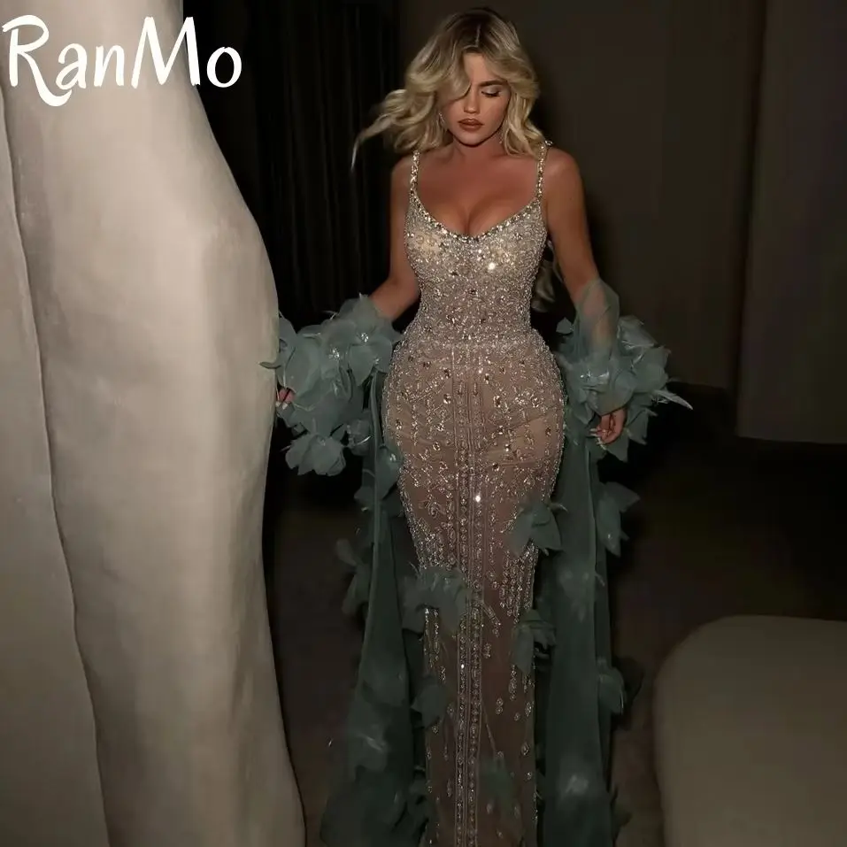 Ranmo Illusion Mermaid Evening Dress Strapless Sleeveless Crystal Beaded Prom Gowns Luxurious Sweep Train Party Dress Customized
Ranmo Illusion Mermaid Evening Dress Strapless Sleeveless Crystal Beaded Prom Gowns Luxurious Sweep Train Party Dress Customized
