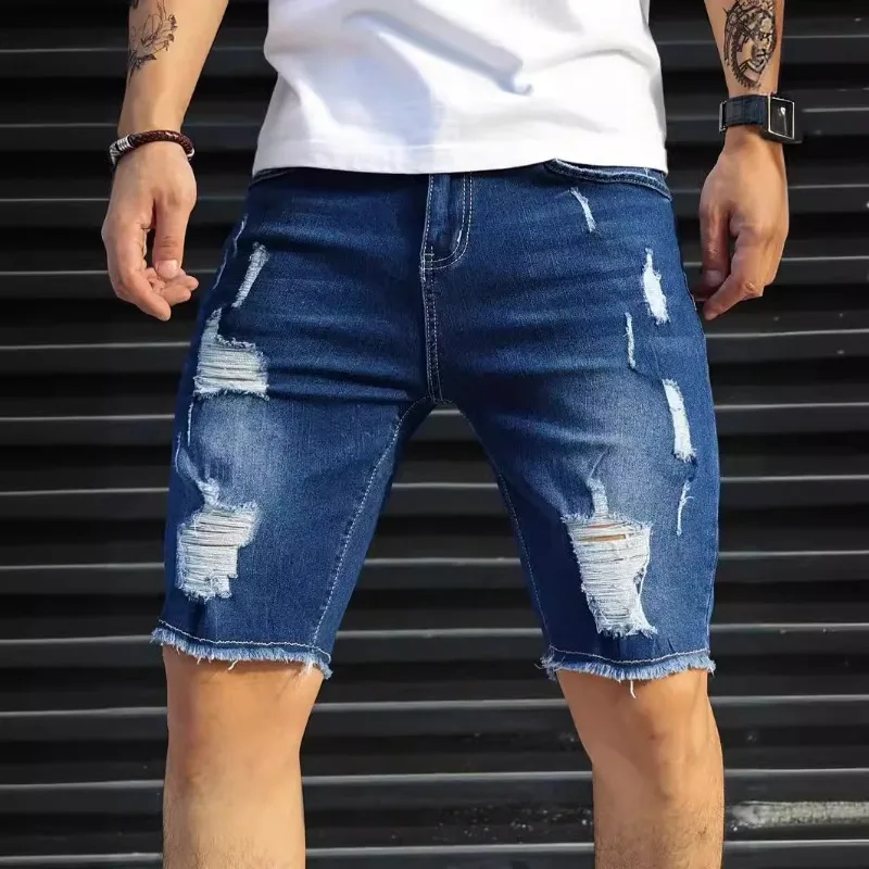 Denim Casual Shorts, Summer Men's Pants Slim-fitting Men's 5-point Ripped Fashion Denim
Denim Casual Shorts, Summer Men's Pants Slim-fitting Men's 5-point Ripped Fashion Denim