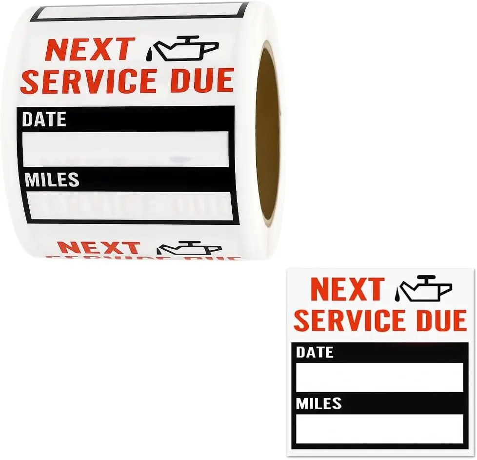 100PCS Car Oil Change Stickers, Next Service Due Reminder Vehicle Labels for Windows Windshield, 2x2 Inches Removable Automotive
100PCS Car Oil Change Stickers, Next Service Due Reminder Vehicle Labels for Windows Windshield, 2x2 Inches Removable Automotive