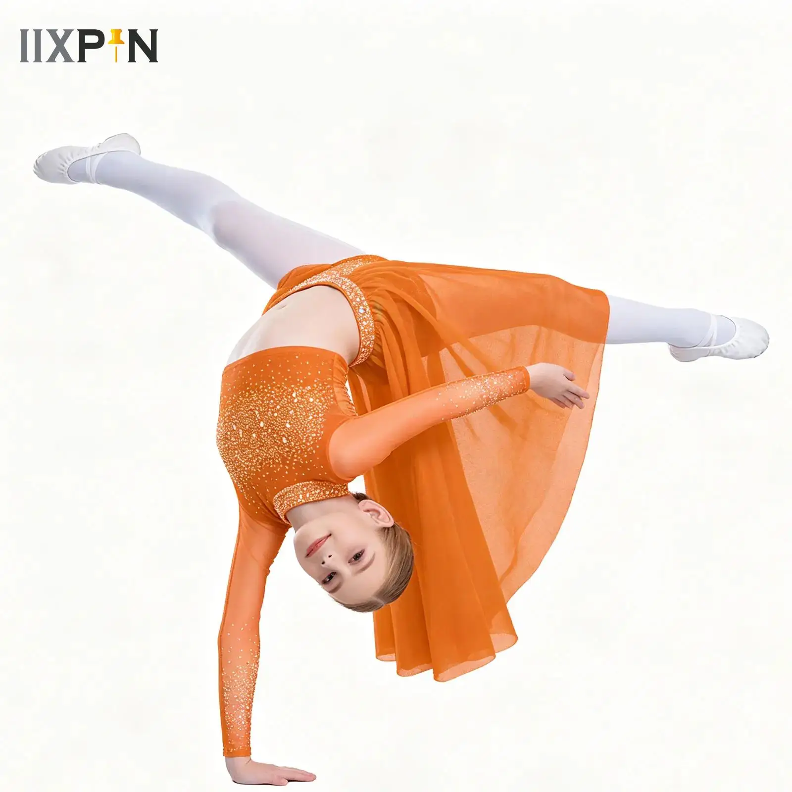 Kids Girls Lyrical Dance Outfit Long Sleeve Shiny Rhinestones Crop Top+Flowy Sheer Mesh Skirt for Ballet Modern Competition
Kids Girls Lyrical Dance Outfit Long Sleeve Shiny Rhinestones Crop Top+Flowy Sheer Mesh Skirt for Ballet Modern Competition