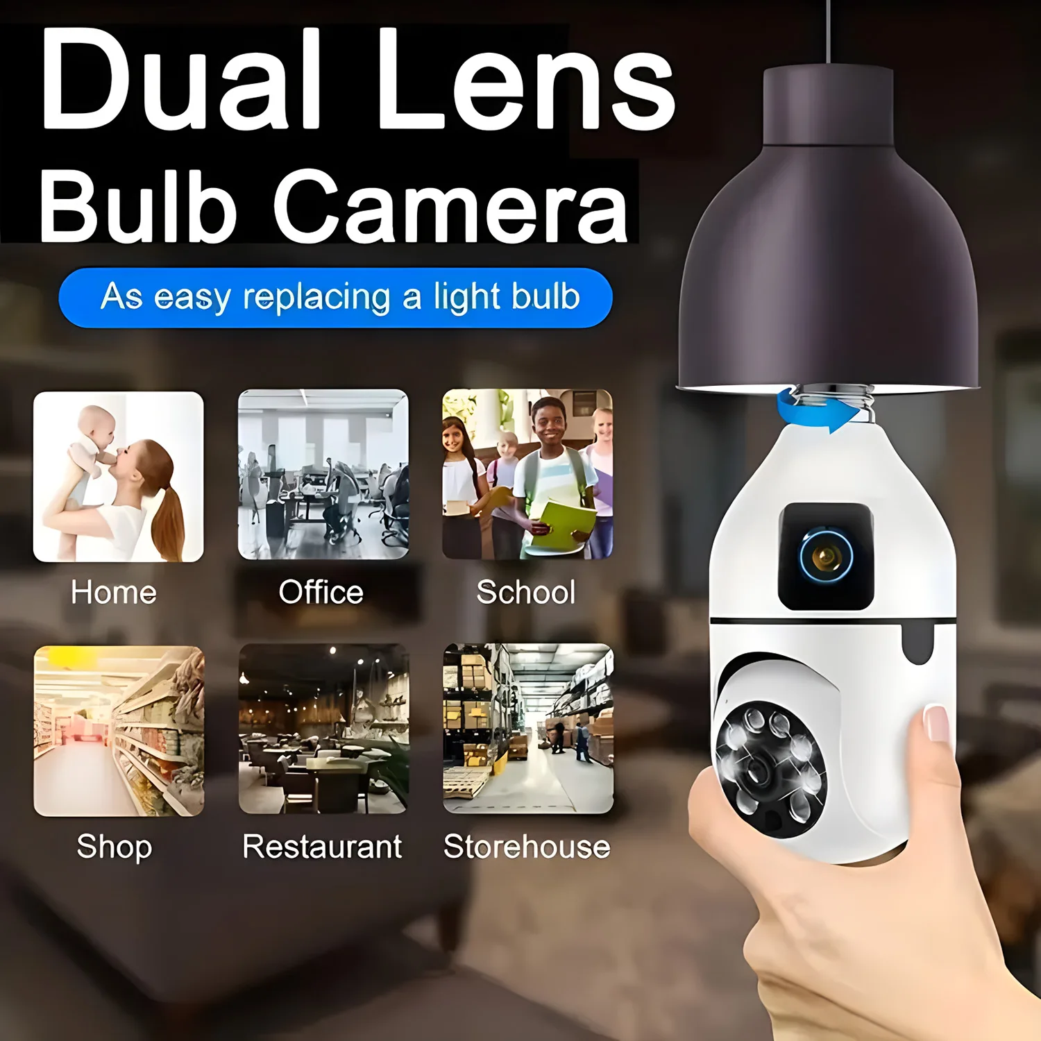 2.4G Wifi Dual Lens WIFI Bulb Camera CCTV IP Wireless PTZ Cameras Color Night Vision Two-Way Audio Indoor Video Surveillance Cam
2.4G Wifi Dual Lens WIFI Bulb Camera CCTV IP Wireless PTZ Cameras Color Night Vision Two-Way Audio Indoor Video Surveillance Cam