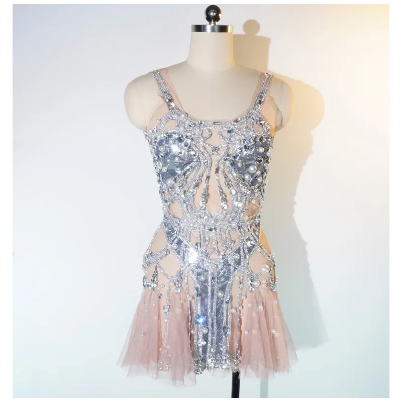 Sexy Pink Mesh Seethrough Dress Pearl Sequin Rhine Stone Backless Stage Singer Dance Costume Nightclub Birthday Short Dress
Sexy Pink Mesh Seethrough Dress Pearl Sequin Rhine Stone Backless Stage Singer Dance Costume Nightclub Birthday Short Dress