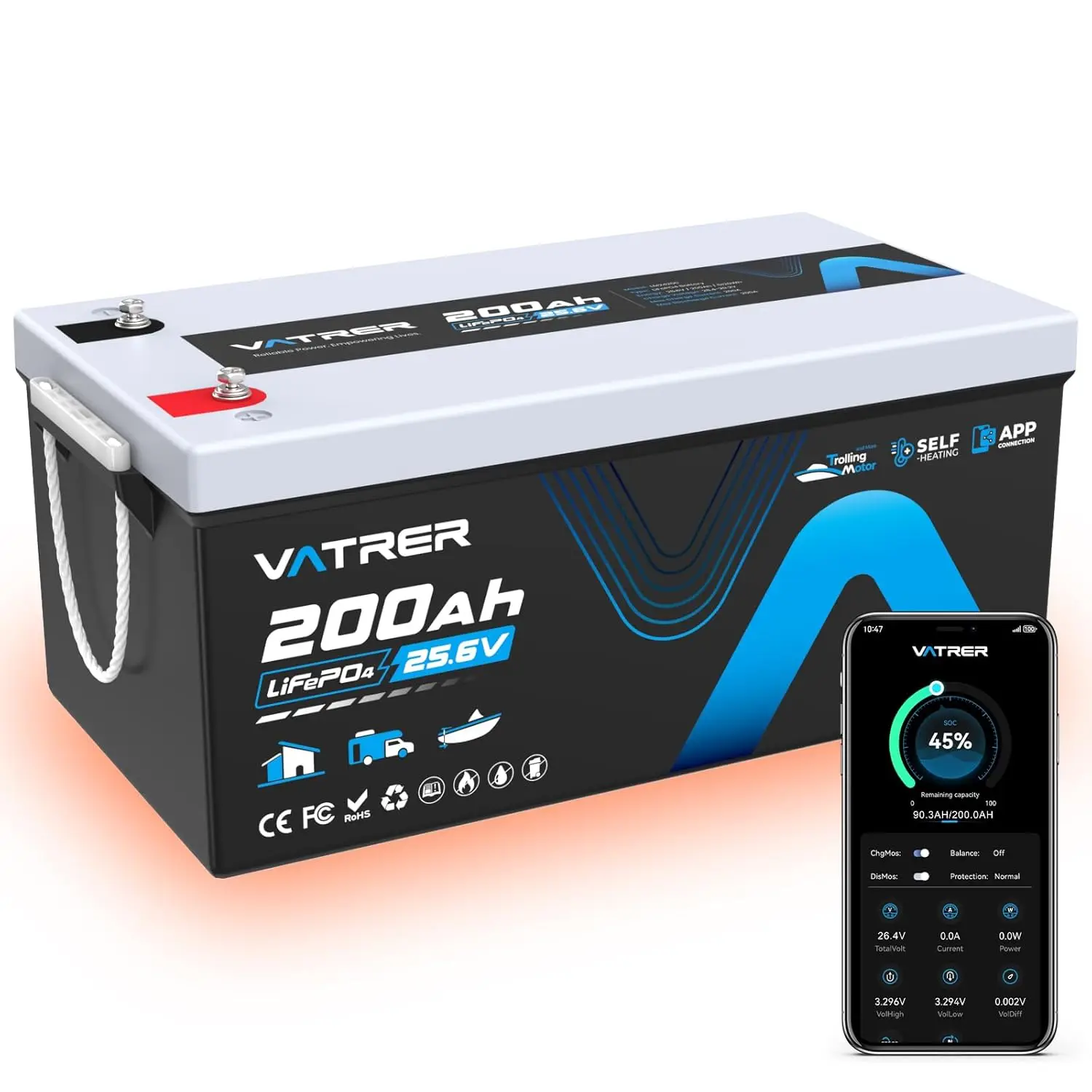 24V 200AH Self-Heating Trolling Motor LiFePO4 Lithium Battery, Deep Cycle LiFePO4 Battery with 5120W Built-in 200A, Customized
24V 200AH Self-Heating Trolling Motor LiFePO4 Lithium Battery, Deep Cycle LiFePO4 Battery with 5120W Built-in 200A, Customized