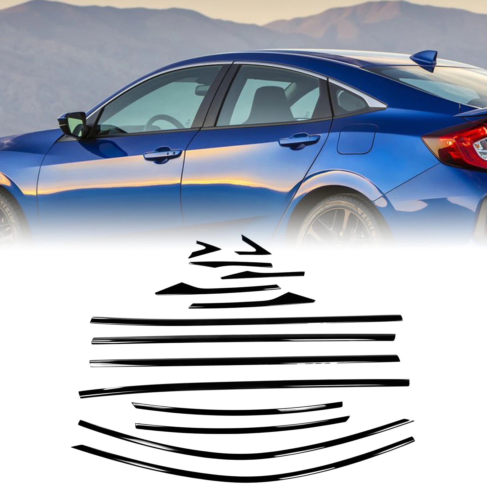 For Honda Civic 2016-2021 Sedan Exterior Window Trim Strip Gloss Black Door Side Frame Seal Styling Molding Weatherstrip Cover
For Honda Civic 2016-2021 Sedan Exterior Window Trim Strip Gloss Black Door Side Frame Seal Styling Molding Weatherstrip Cover