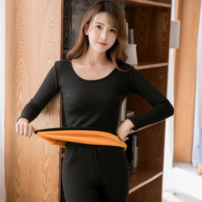 Thickened Fleece Warm Underwear Set for Women Tight Fit Student Autumn Clothes Pants round Neck Cotton Wool Sweater
Thickened Fleece Warm Underwear Set for Women Tight Fit Student Autumn Clothes Pants round Neck Cotton Wool Sweater