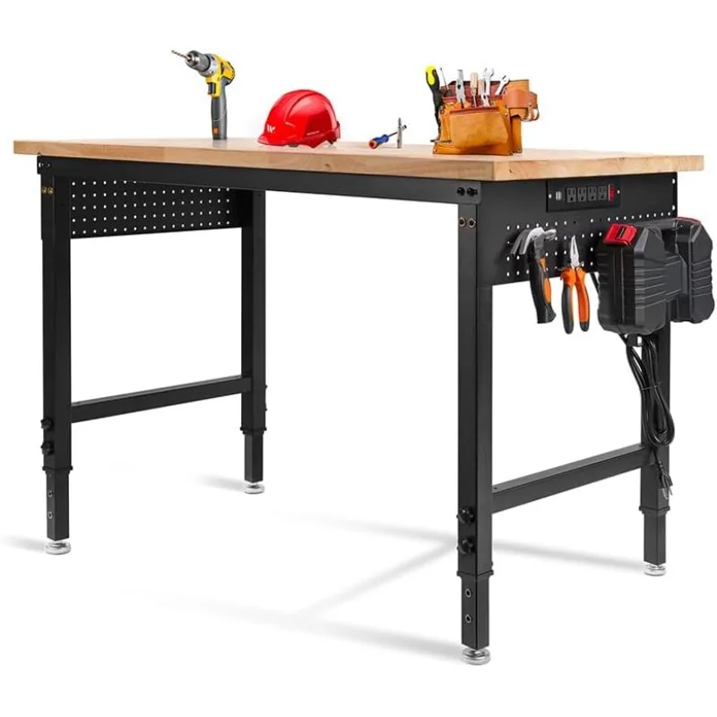48" L×24”W Adjustable Workbench, 28”-40”Heights Heavy Duty Table 2000 LBS Load Capacity, Work Bench with Power Outlet & Pegboard
48" L×24”W Adjustable Workbench, 28”-40”Heights Heavy Duty Table 2000 LBS Load Capacity, Work Bench with Power Outlet & Pegboard