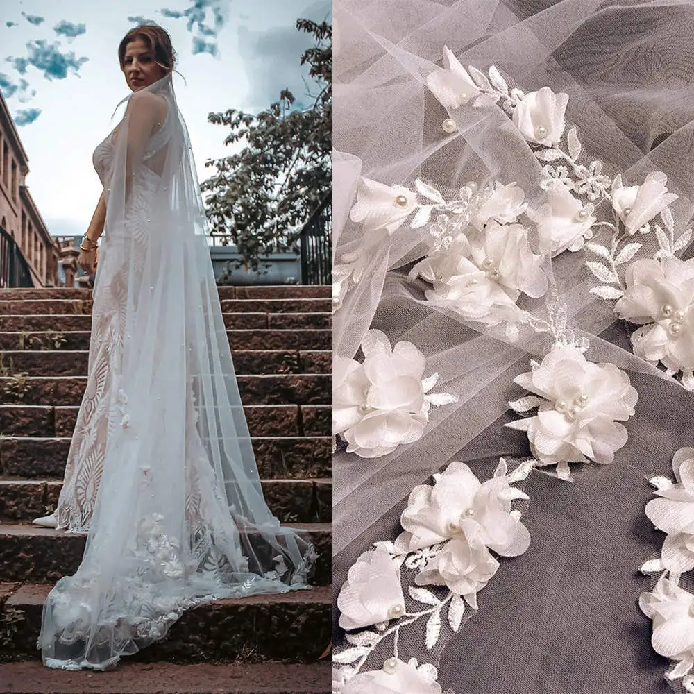 Customized 2 Layers 3D-Floral Appliques Lace Cathedral Wedding Veils with Comb 3M Long White Ivory 2 T Bridal Veils
Customized 2 Layers 3D-Floral Appliques Lace Cathedral Wedding Veils with Comb 3M Long White Ivory 2 T Bridal Veils