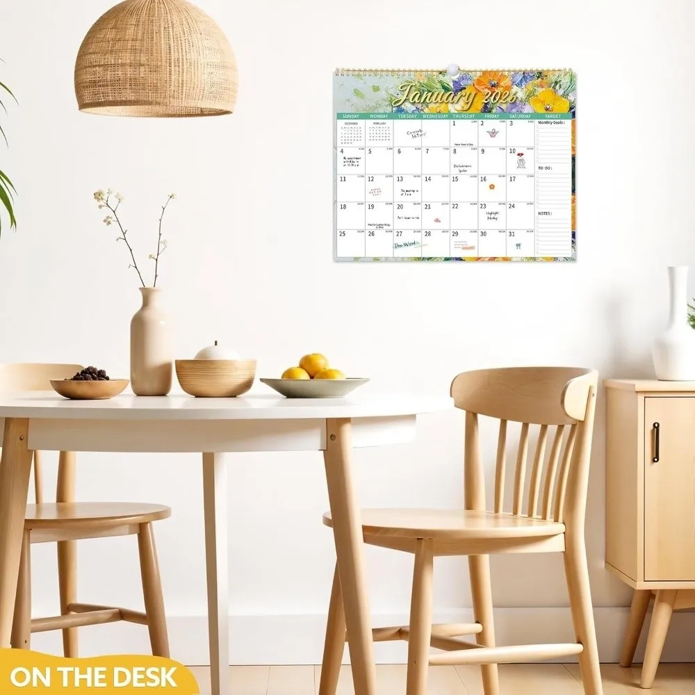 2026 Jan.- 2027 Jun Wall Calendar 18 Months Spiral Binding Monthly Calendar Flower Pattern Wall Mount Desktop Planner Office Use
2026 Jan.- 2027 Jun Wall Calendar 18 Months Spiral Binding Monthly Calendar Flower Pattern Wall Mount Desktop Planner Office Use