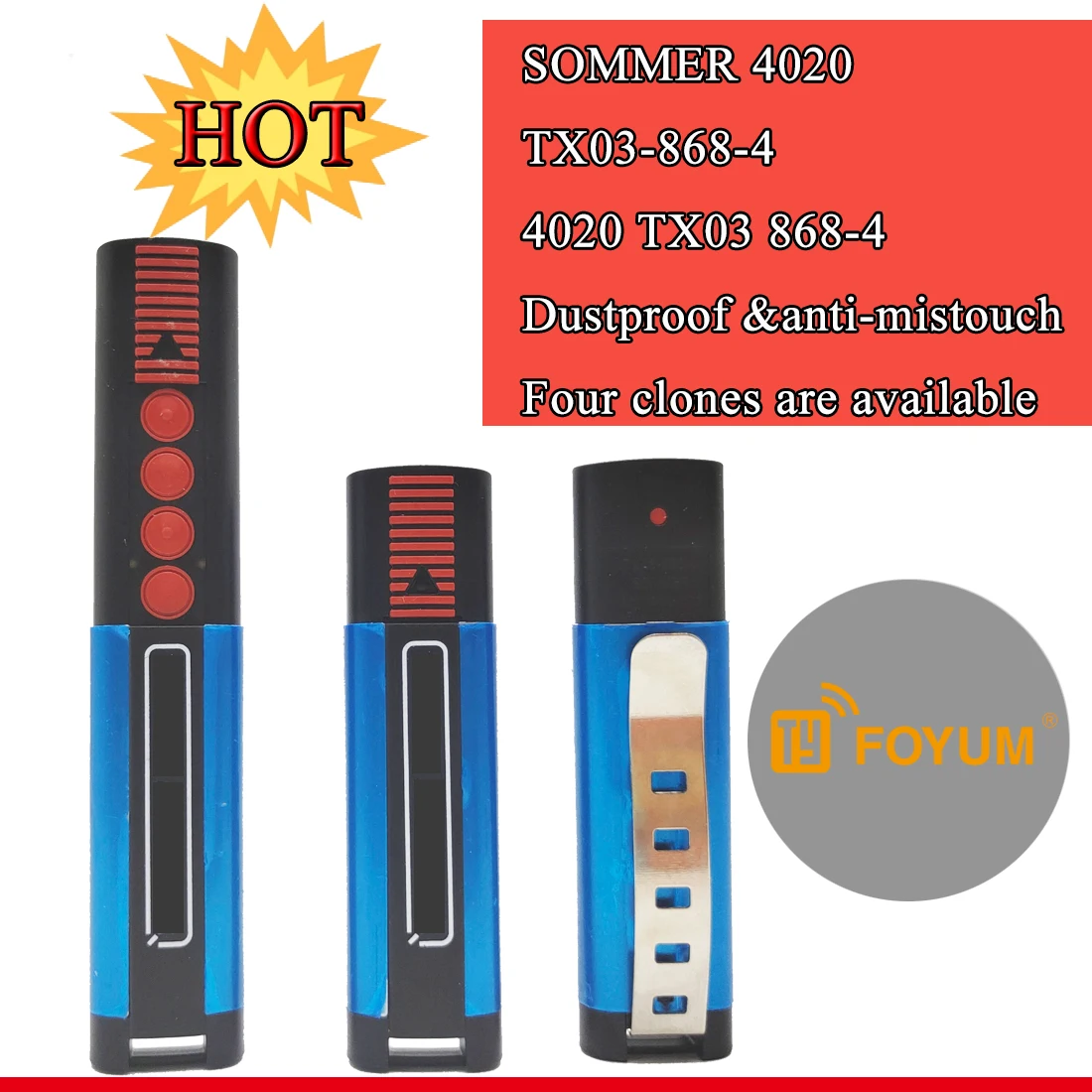 Universal Garage Remote Control For SOMMER 4020 APERTO 4025 4026 4011 4025 4031 4035 TX03-868-4 868MHZ Gate Door Opener Remote
Universal Garage Remote Control For SOMMER 4020 APERTO 4025 4026 4011 4025 4031 4035 TX03-868-4 868MHZ Gate Door Opener Remote