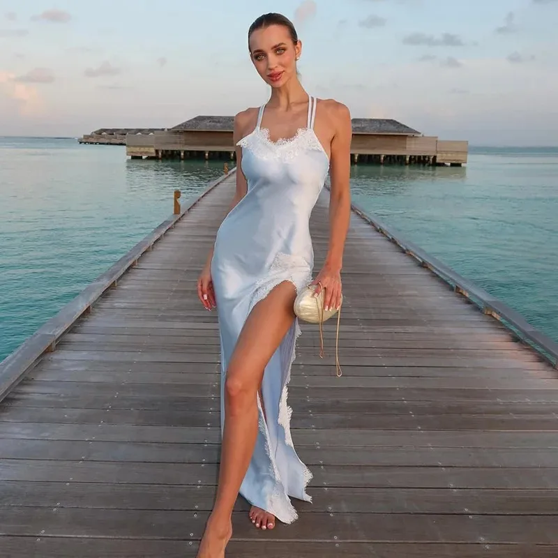 Talenza Women Lace Long Dress Fashion Lace Patchwork Sleeveless Backless Halter Dress Elegant Luxury Slit Party Evening Dresses
Talenza Women Lace Long Dress Fashion Lace Patchwork Sleeveless Backless Halter Dress Elegant Luxury Slit Party Evening Dresses