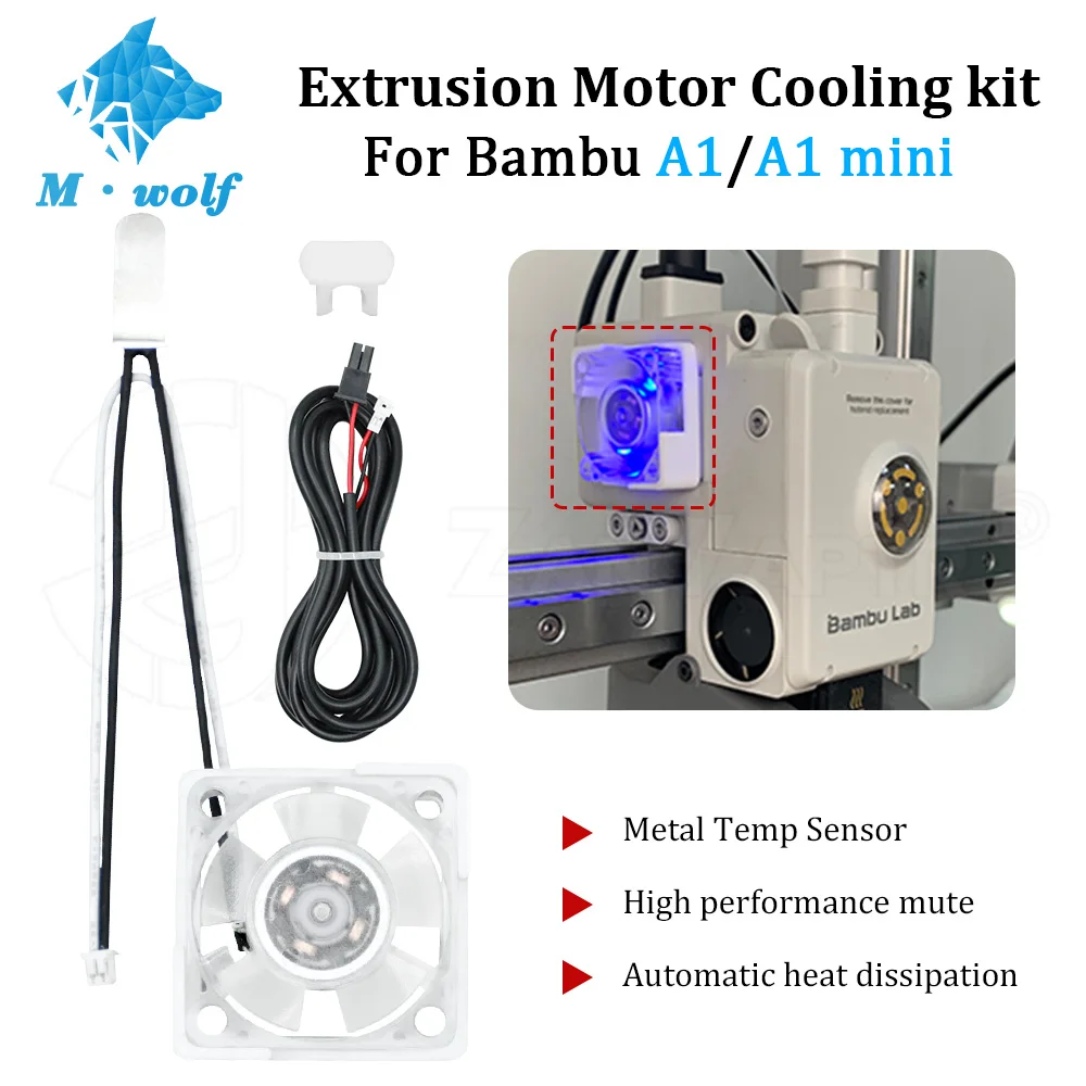 Для bambu lab A1/A1 mini экструзионный двигатель, комплект охлаждающего вентилятора, автоматический запуск и остановка, высокоэффективный и бесшумный вентилятор для аксессуаров для 3D-принтеров
Для bambu lab A1/A1 mini экструзионный двигатель, комплект охлаждающего вентилятора, автоматический запуск и остановка, высокоэффективный и бесшумный вентилятор для аксессуаров для 3D-принтеров