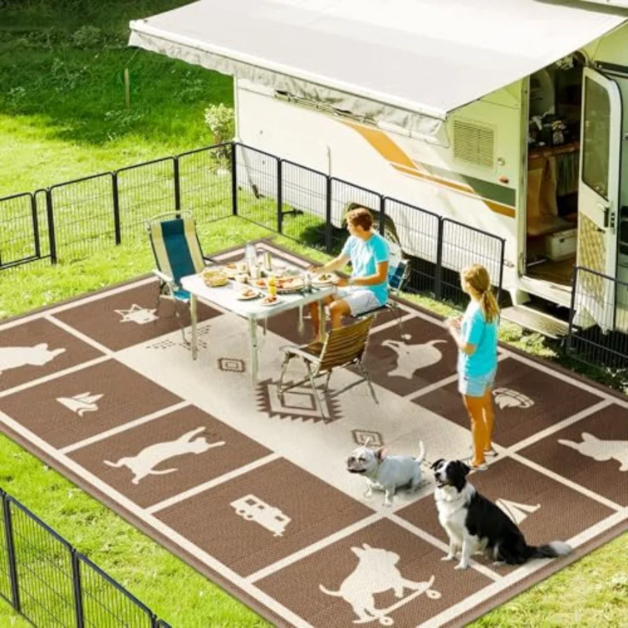 Camping Rug, 8' x 10' Large Waterproof Portable RV Mat, Straw Plastic Material, Brown Beige, Easy-to-Clean for Outdoor, Patio,
Camping Rug, 8' x 10' Large Waterproof Portable RV Mat, Straw Plastic Material, Brown Beige, Easy-to-Clean for Outdoor, Patio,