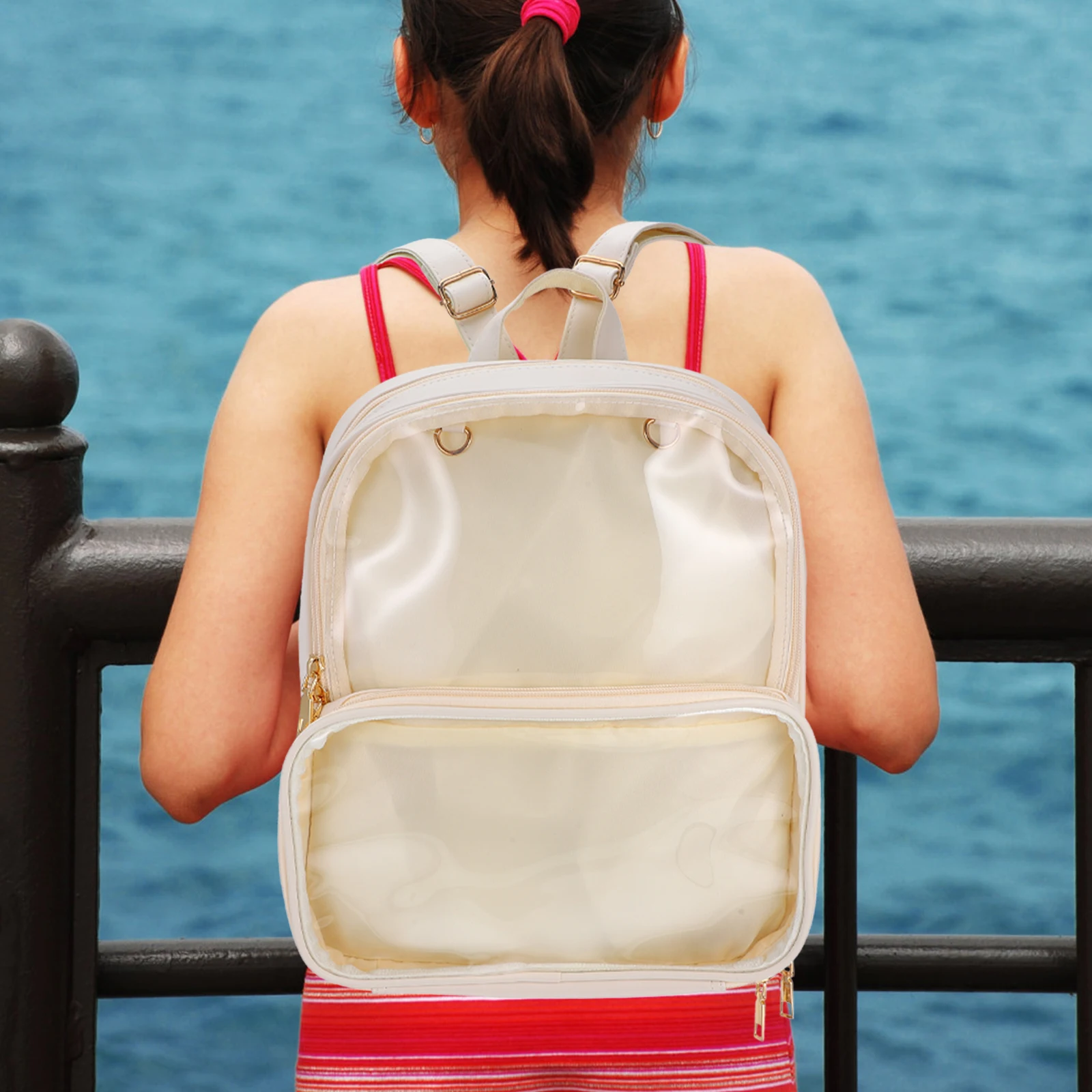 Fashion Backpack Stylish Jelly Bag Transparent Backpack Cool Waterproof Daily School Travel Toiletry Makeup ganizer Bag Comfort
Fashion Backpack Stylish Jelly Bag Transparent Backpack Cool Waterproof Daily School Travel Toiletry Makeup ganizer Bag Comfort