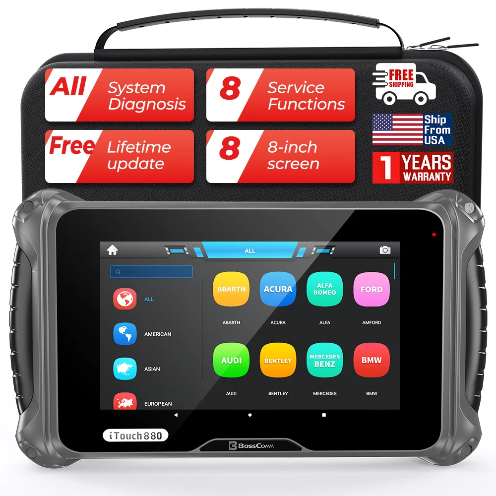 OBD2 Автомобильные диагностические инструменты Инжекторное кодирование ABS Bleeding Oil BMS EPB 8 Сброс OBD 2 Все системы Автоматический сканер BOSSCOMM iTouch 880
OBD2 Автомобильные диагностические инструменты Инжекторное кодирование ABS Bleeding Oil BMS EPB 8 Сброс OBD 2 Все системы Автоматический сканер BOSSCOMM iTouch 880